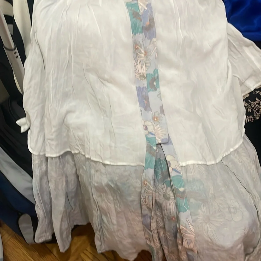 Sandro Cream and blue A-Line Maxi Skirt Resort Wear - Picture 9 of 14